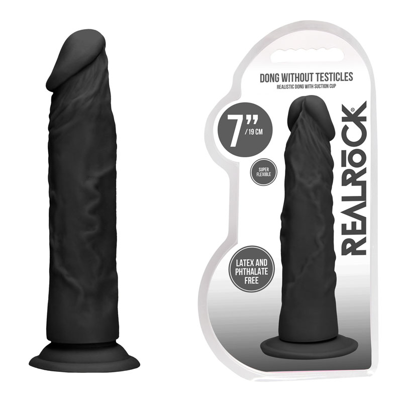 Realrock 7'' Realistic Dildo without Balls - Black